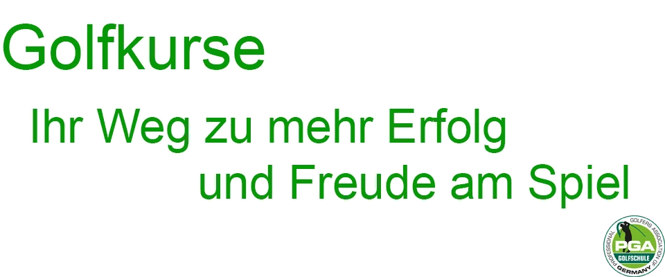 Golfkurse: Ihr Weg zu mehr Erfolg und Freude am Spiel. Logo der PGA Golfschule Germany.