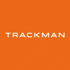Logo von TrackMan auf orangem Hintergrund, in weißer Schrift.